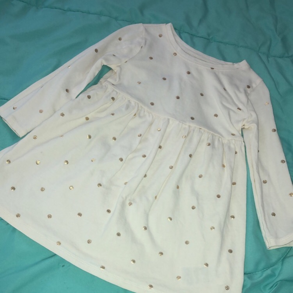 White with gold dots long sleeve 2t old navy dress